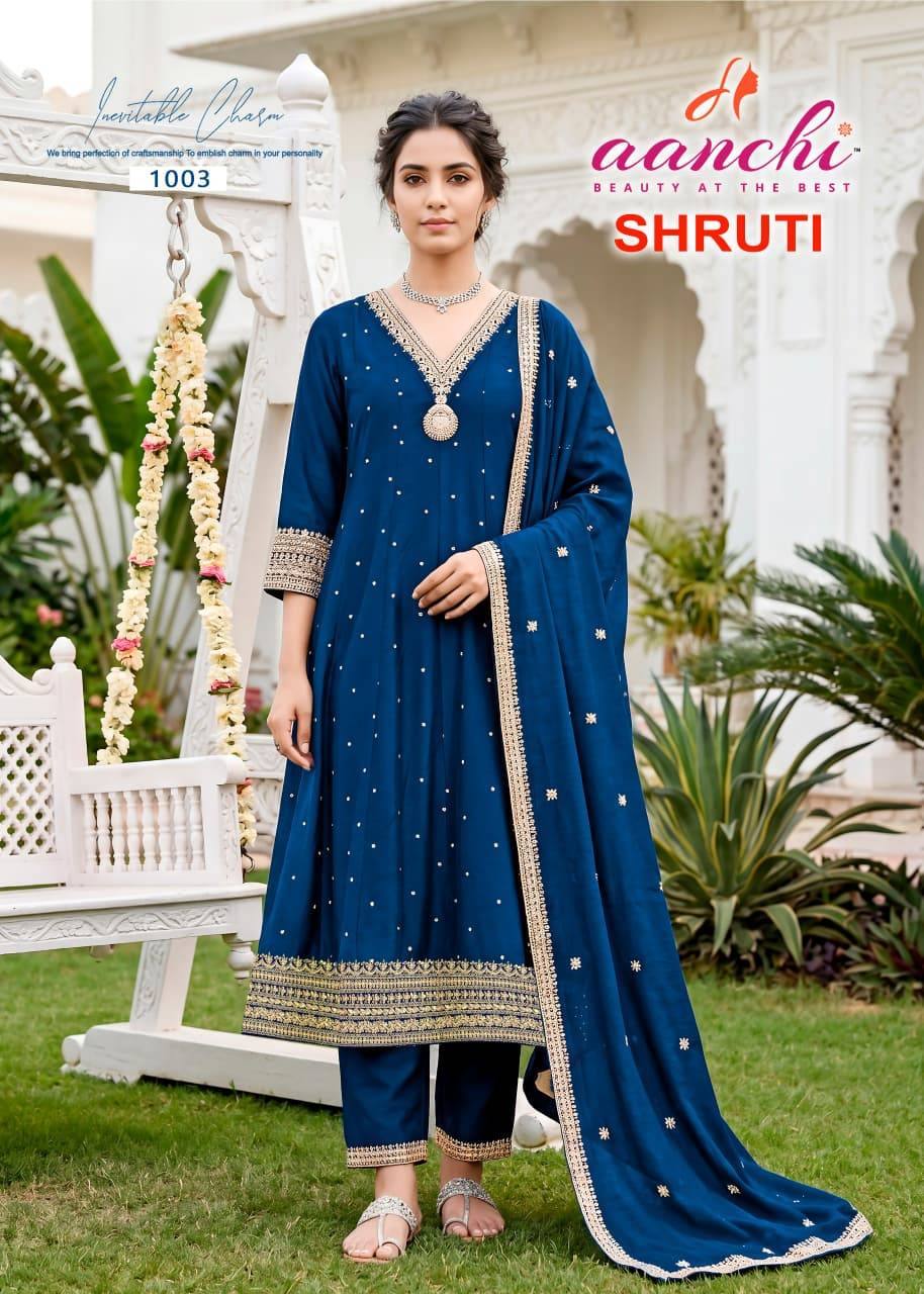 SHRUTI By AANCHI 1001 To 1004 Series Designer Ethnic Wear Collection VICHITRA SILK Kurtis At Wholesale Price